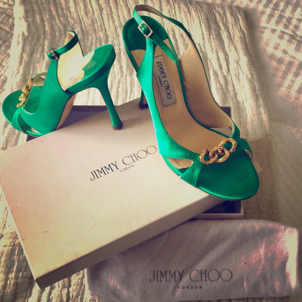 Jimmy Choo’s Heron Satin Slingbacks